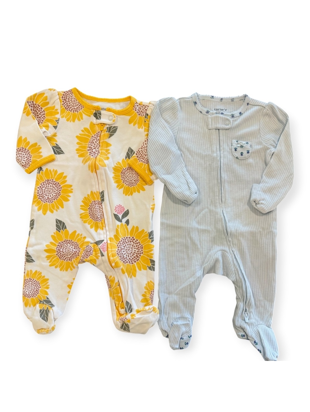 Carter's Baby 3M Footed Pajamas Sleepers 2-Pack Sunflower and Blue Stripe